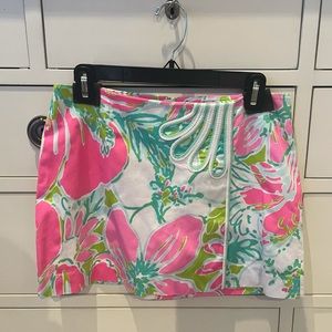 LILLY PULITZER pink and blue floral mini skirt
